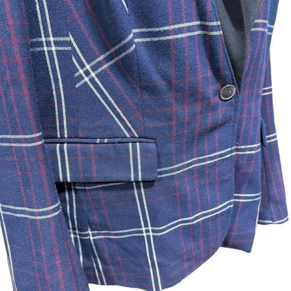 Lane Bryant Plaid Navy Notch Collar Blazer Sz. 14 Career Corporate Academia - Picture 4 of 9